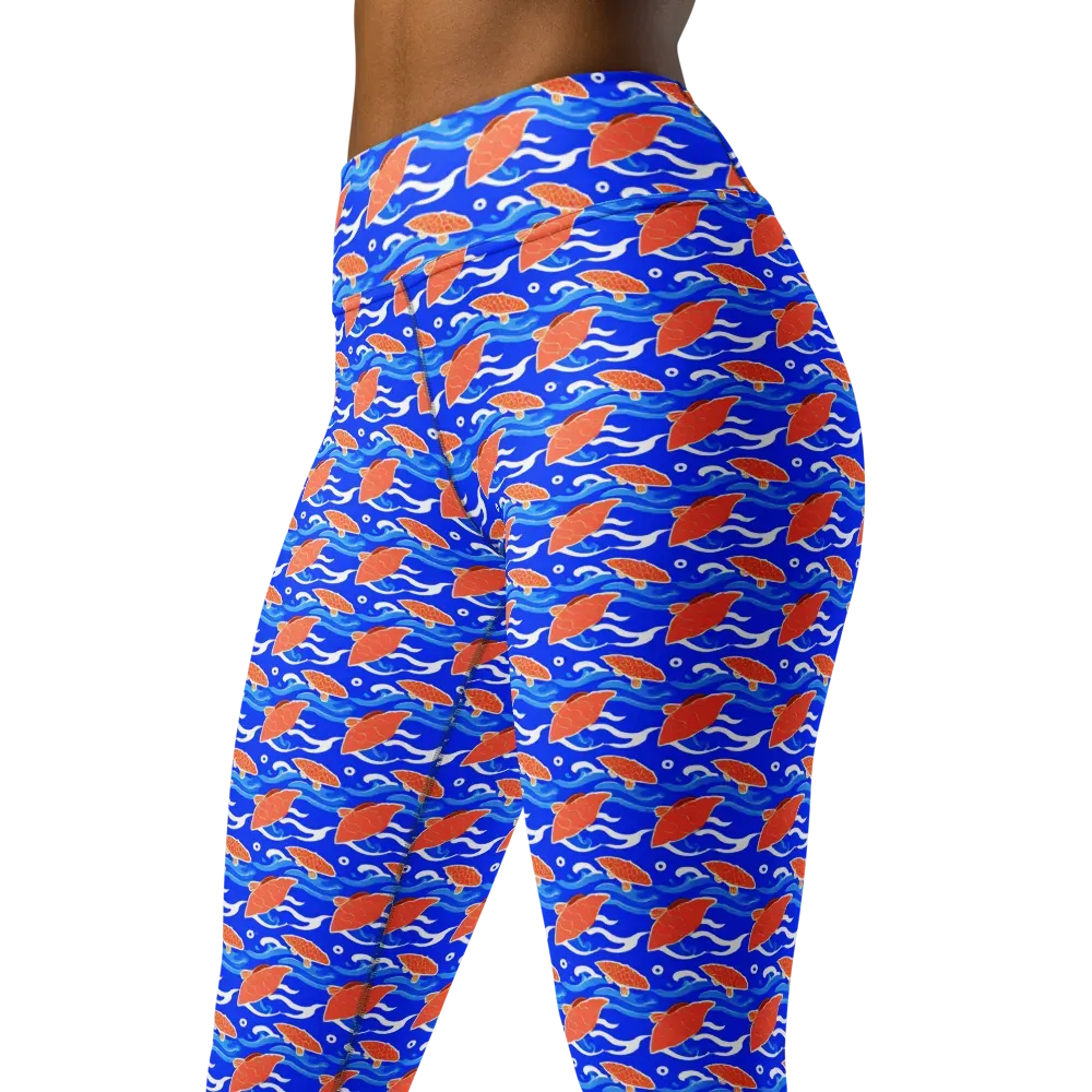 Neon River on Yoga Leggings — Left Front