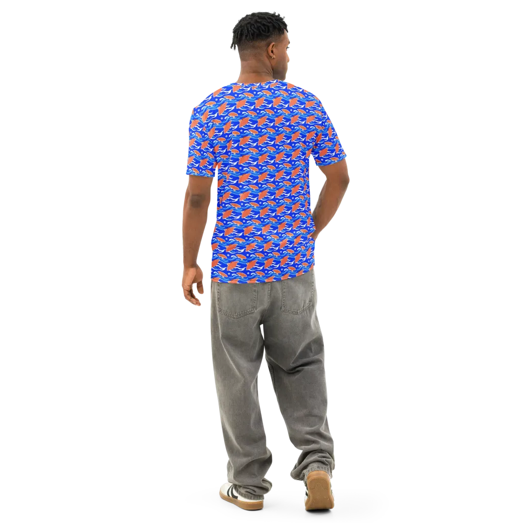 Neon River on Men's Cotton Crew Neck T-Shirt — Back
