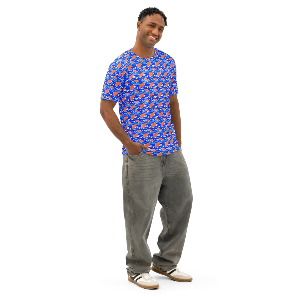 Neon River on Men's Cotton Crew Neck T-Shirt — Right Front