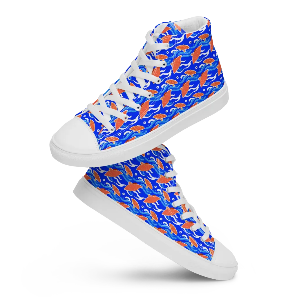 Neon River on Men's High Top Canvas Shoes — Front