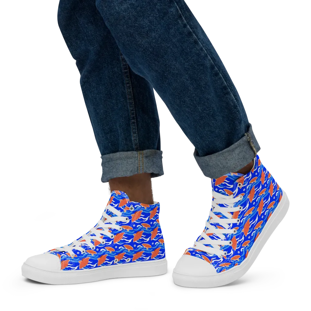 Neon River on Men's High Top Canvas Shoes — Left
