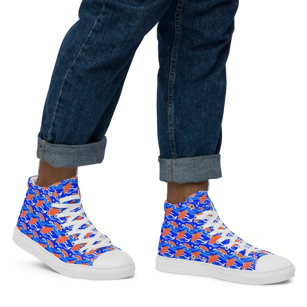 Neon River on Men's High Top Canvas Shoes — Right