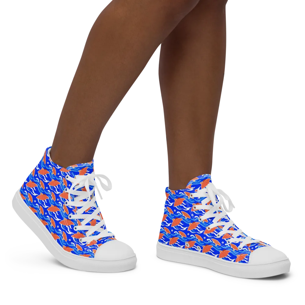 Neon River on Women's High Top Canvas Shoes — Right