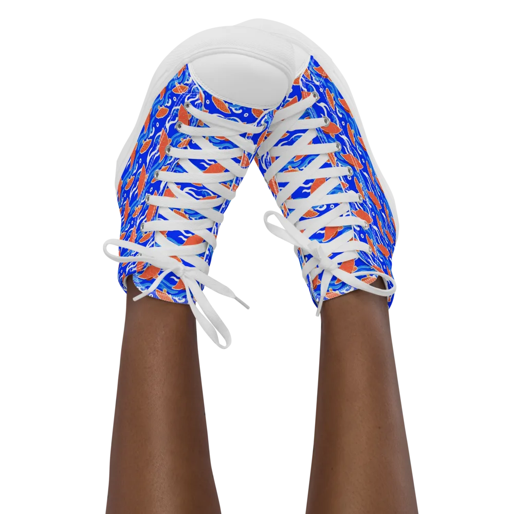Neon River on Women's High Top Canvas Shoes — Front