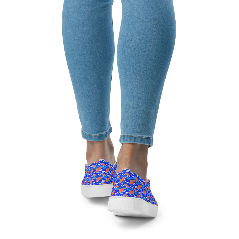 Neon River on Women's Slip-On Canvas Shoes — Back