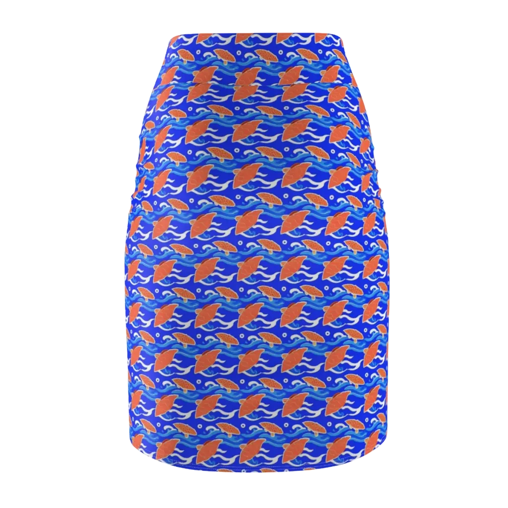Neon River on Pencil Skirt — Back