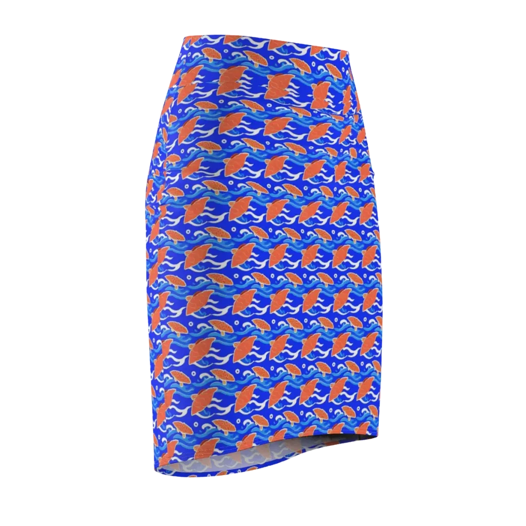 Neon River on Pencil Skirt — Front Side