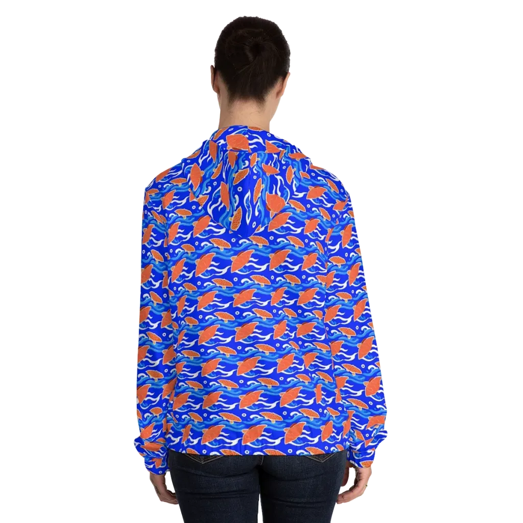 Neon River on Women's Full-Zip Hoodie — Back On Person