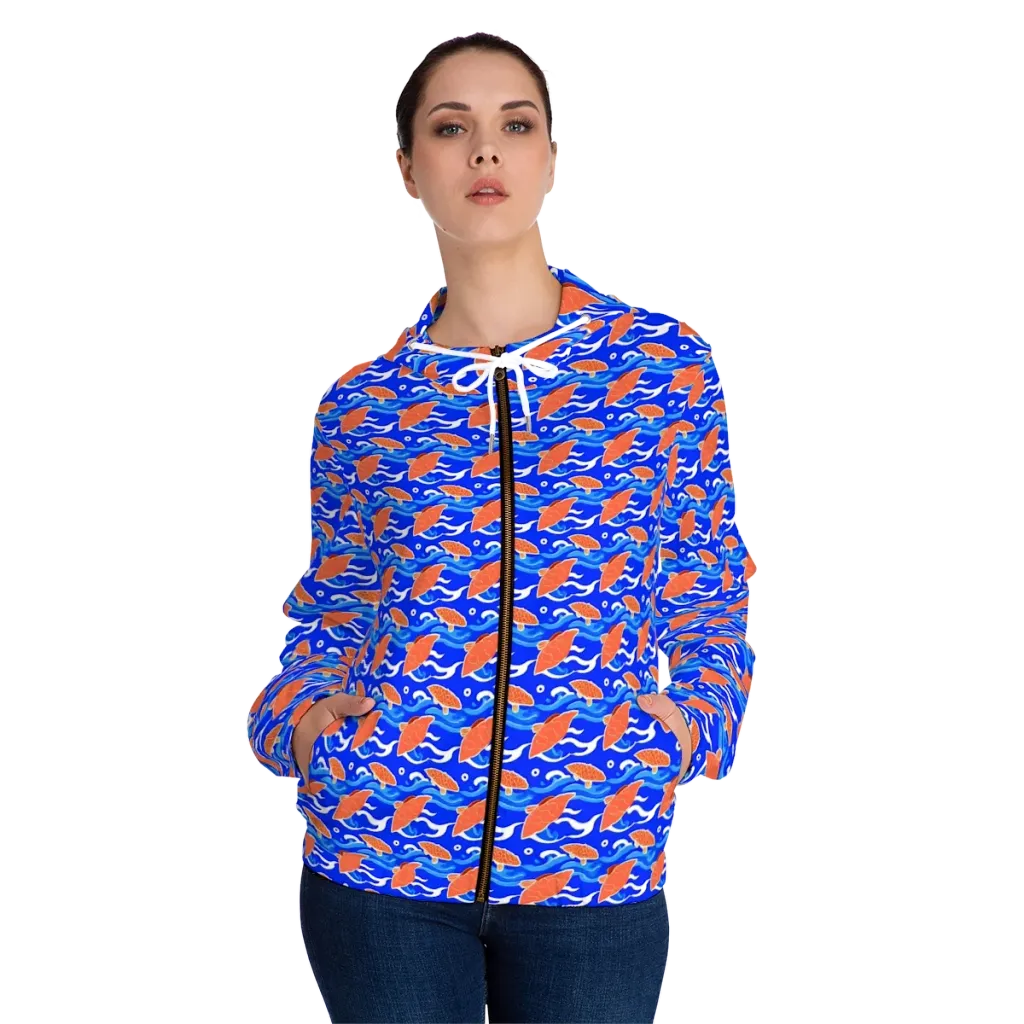 Neon River on Women's Full-Zip Hoodie — Front On Person