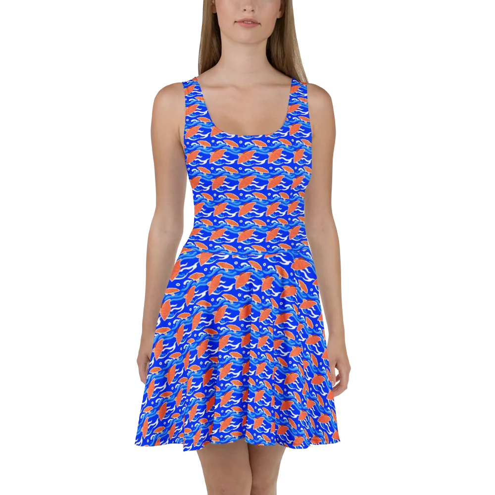 Neon River on Skater Dress — Front