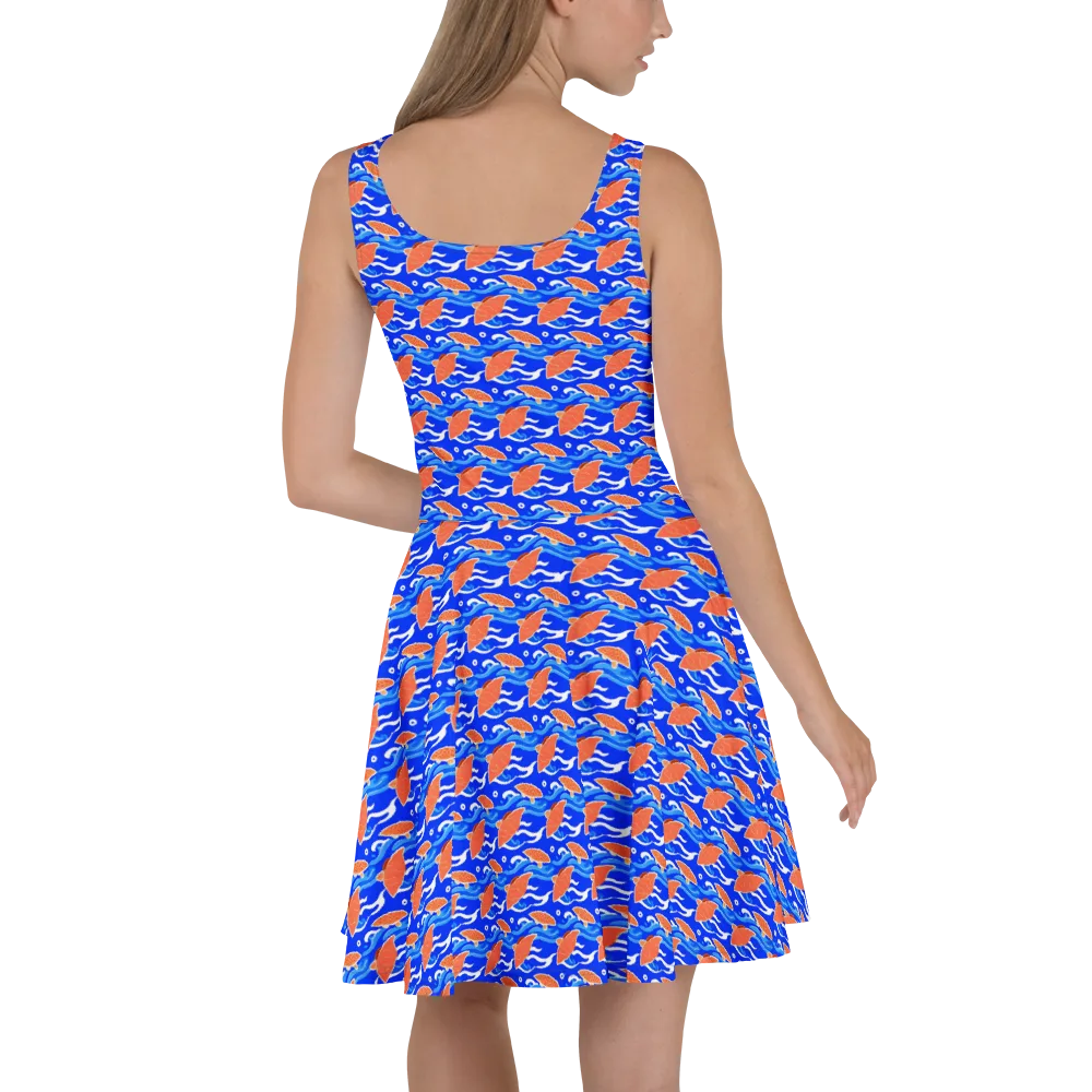 Neon River on Skater Dress — Back