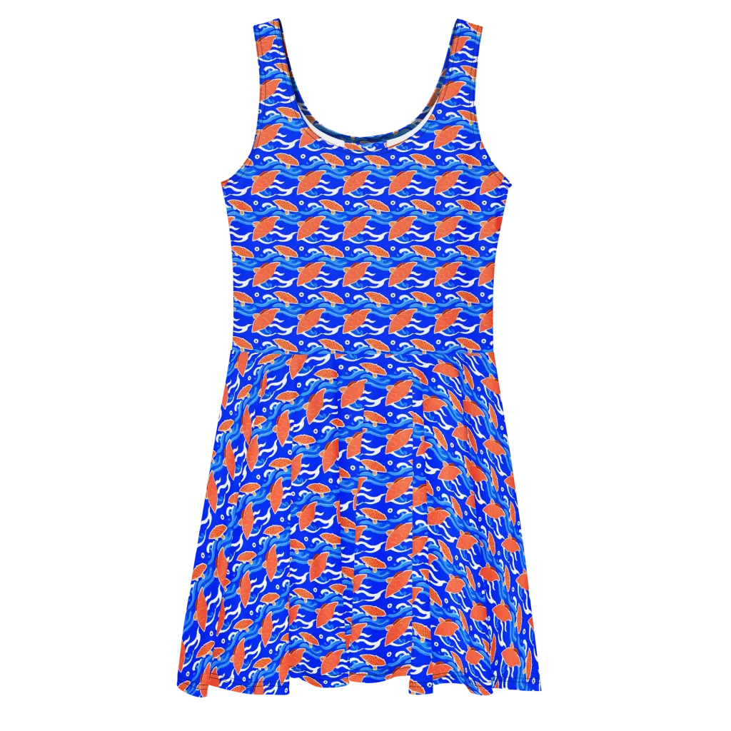 Neon River on Skater Dress — Front
