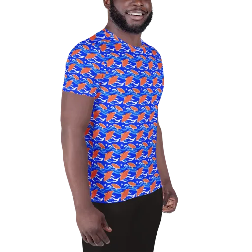 Neon River on a Men's Athletic T-Shirt