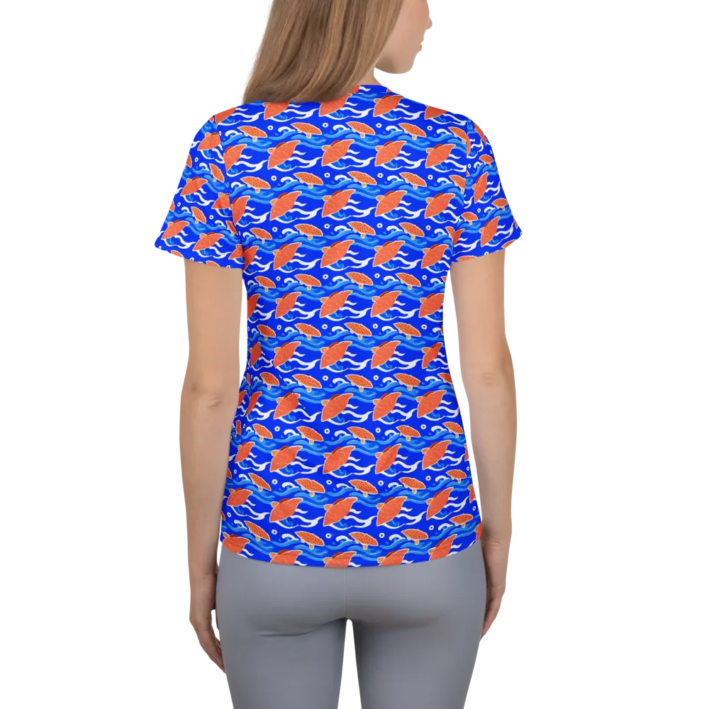 Neon River on Women's Athletic T-Shirt — Back