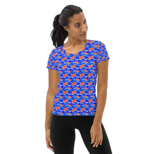 Neon River on a Women's Athletic T-Shirt