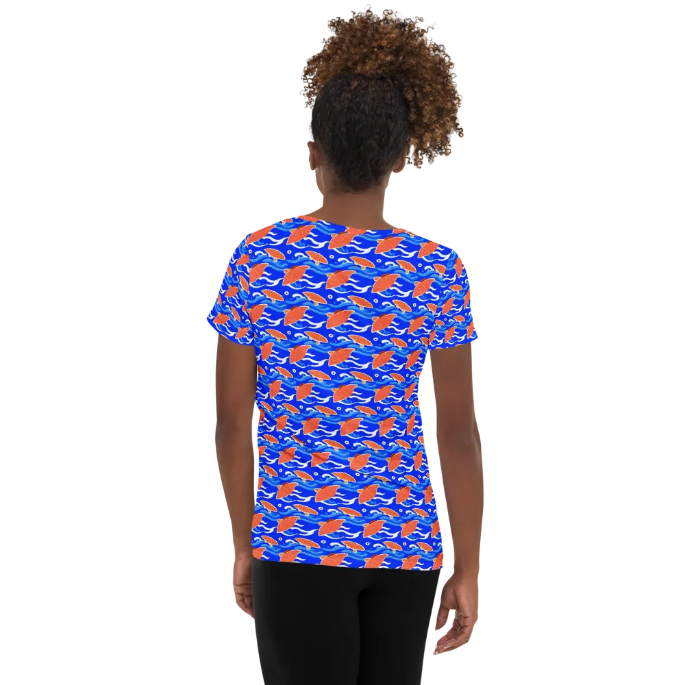 Neon River on Women's Athletic T-Shirt — Back