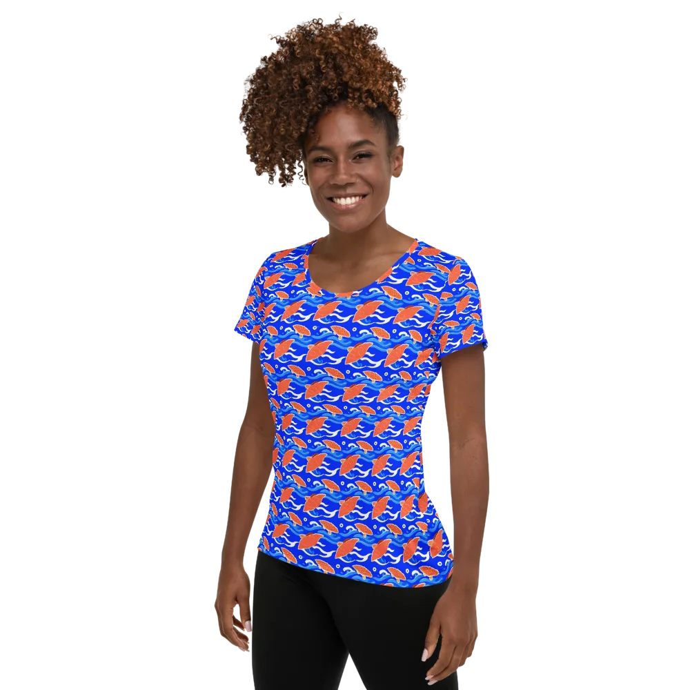 Neon River on Women's Athletic T-Shirt — Left