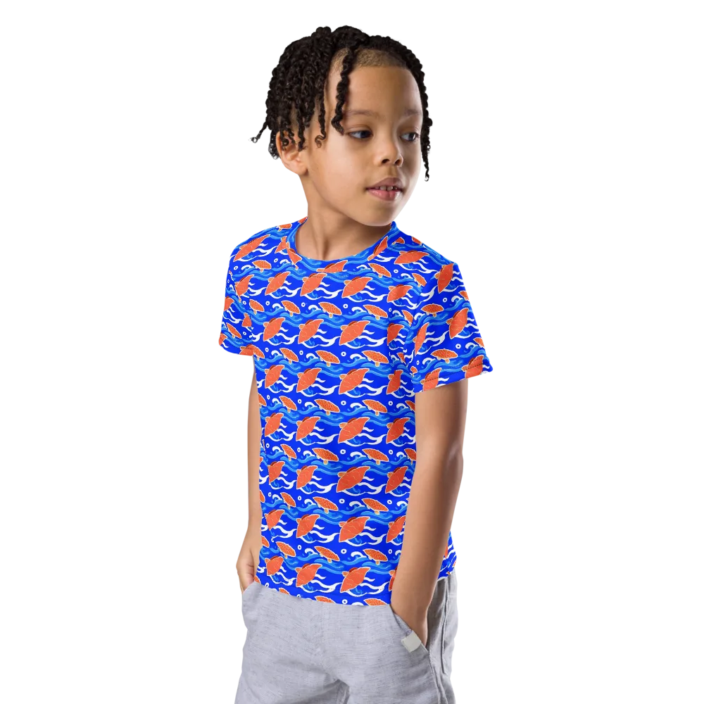 Neon River on Kids Crew Neck T-Shirt — Left Front