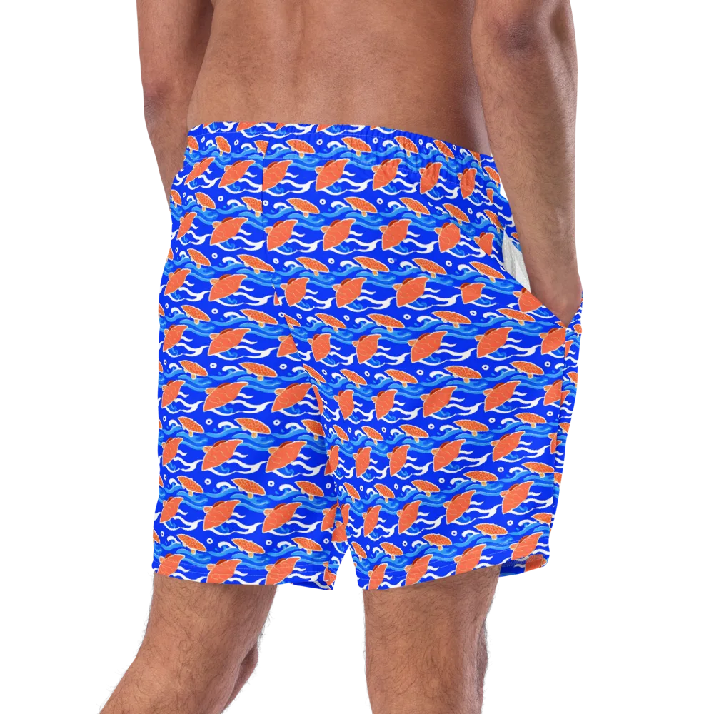 Neon River on Swim Trunks — Right Back