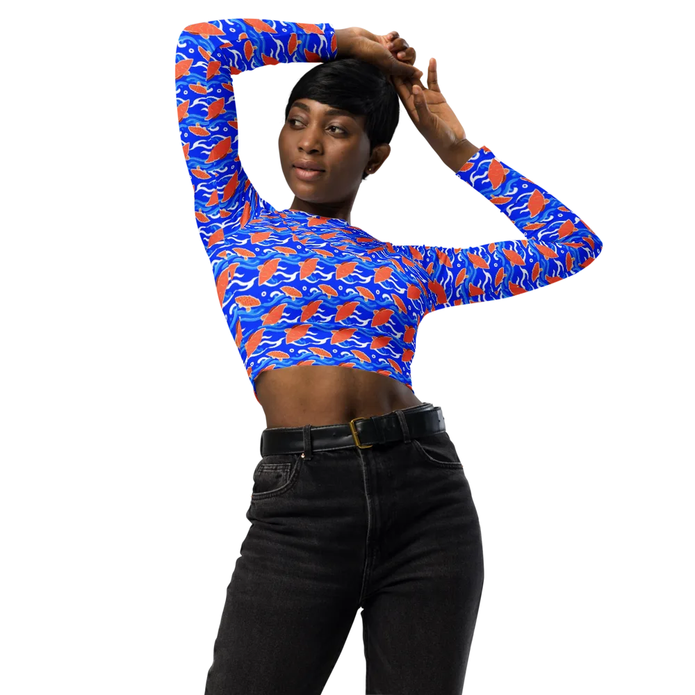 Neon River on Long Sleeve Crop Top — Front