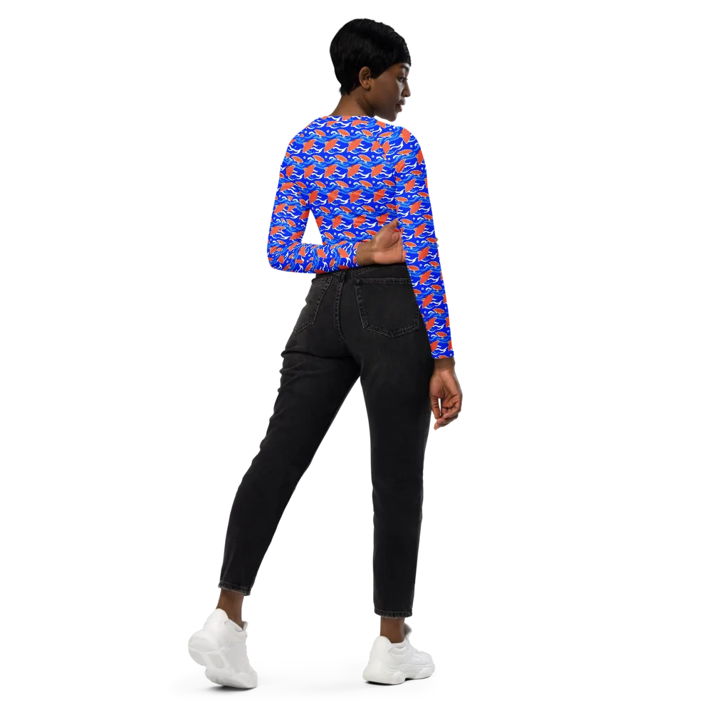 Neon River on Long Sleeve Crop Top — Right Back