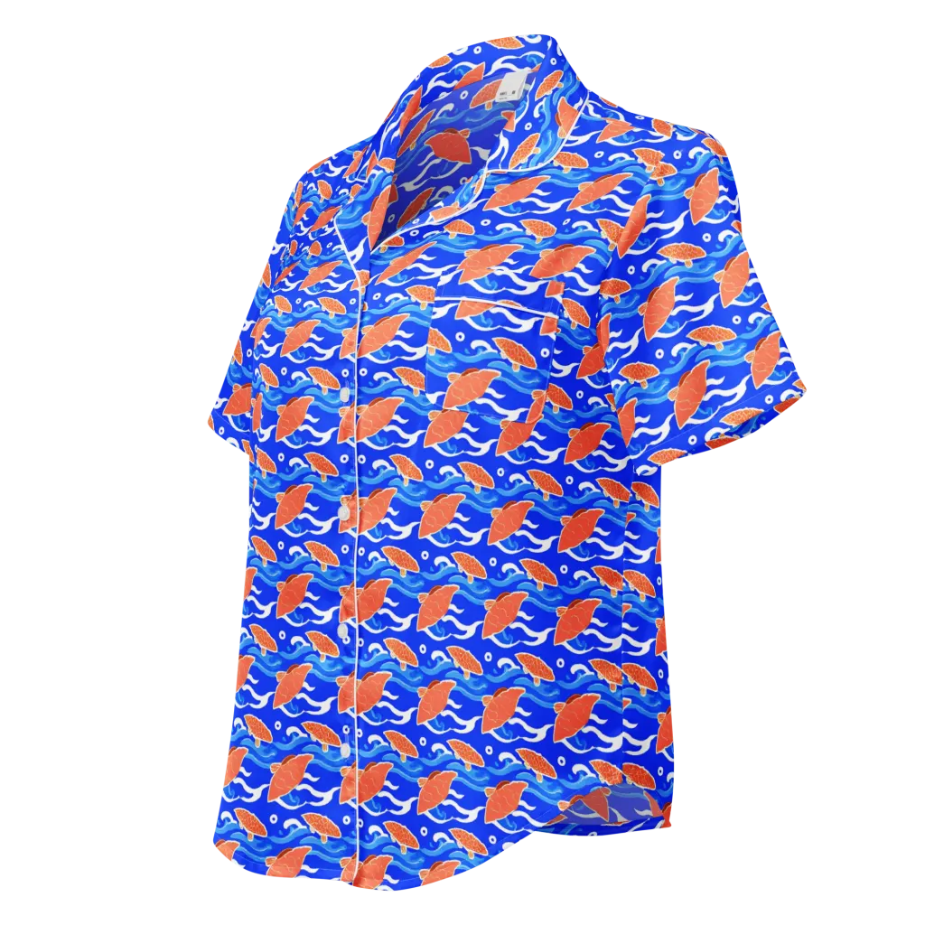 Neon River on Women's Short Sleeve Pajama Top — Left Front
