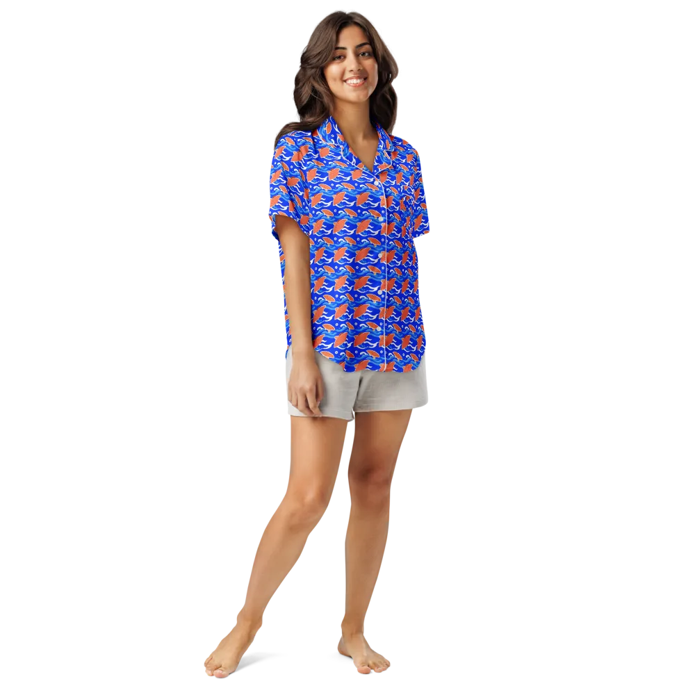 Neon River on Women's Short Sleeve Pajama Top — Front
