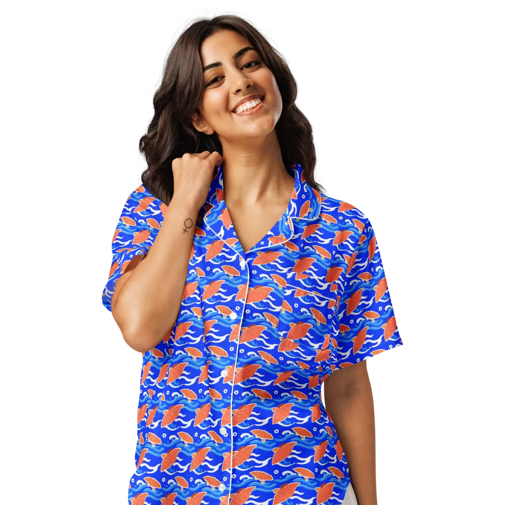 Neon River on Women's Short Sleeve Pajama Top — Front