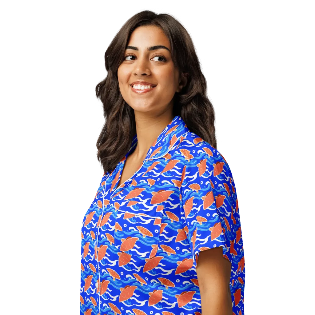 Neon River on Women's Short Sleeve Pajama Top — Left Front