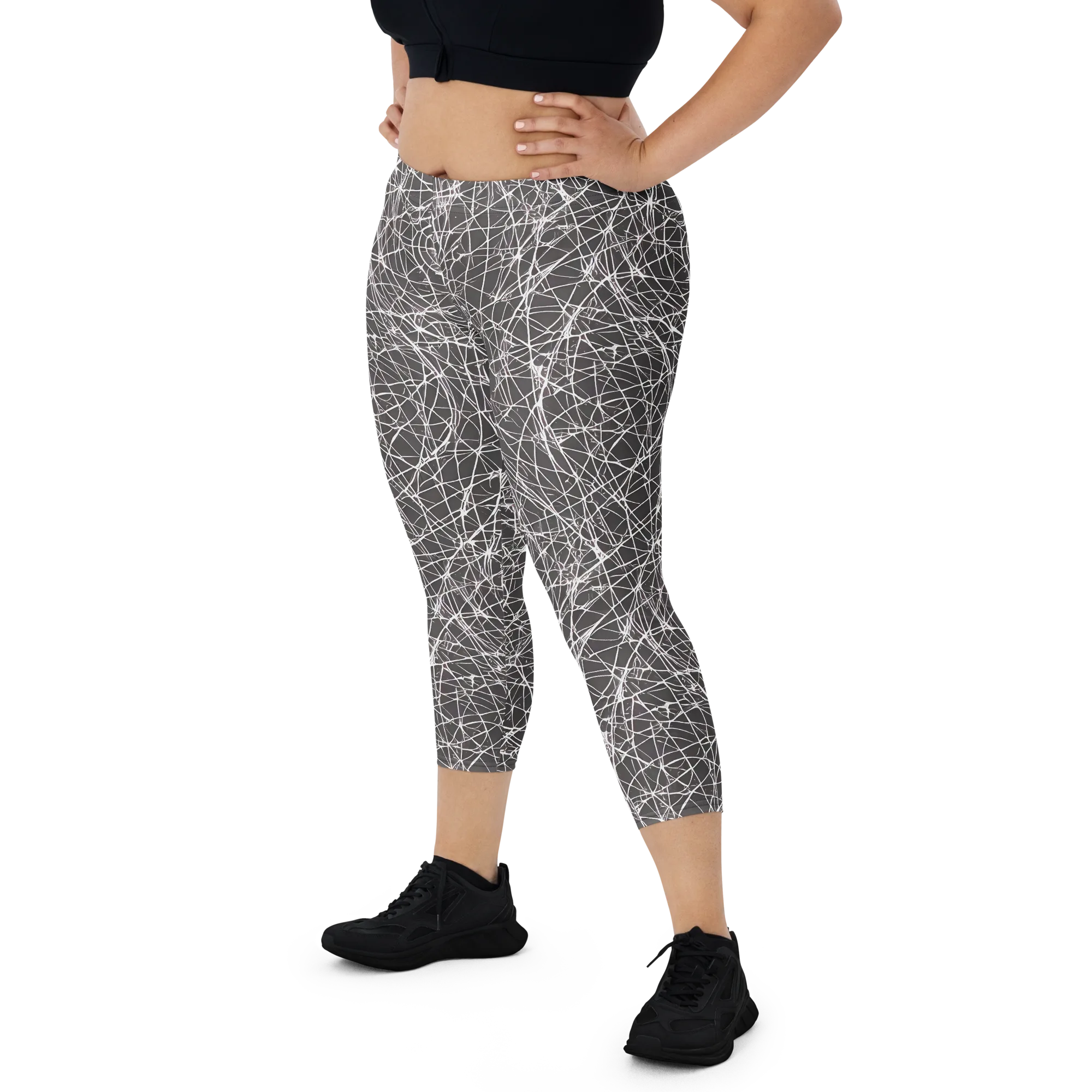 Ivory Static on Capri Leggings — Front