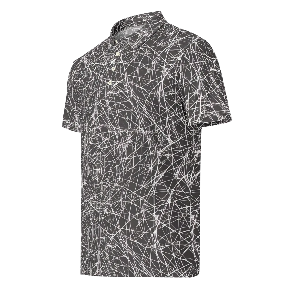 Ivory Static on Men's Slim Fit Polo Shirt — Left Front
