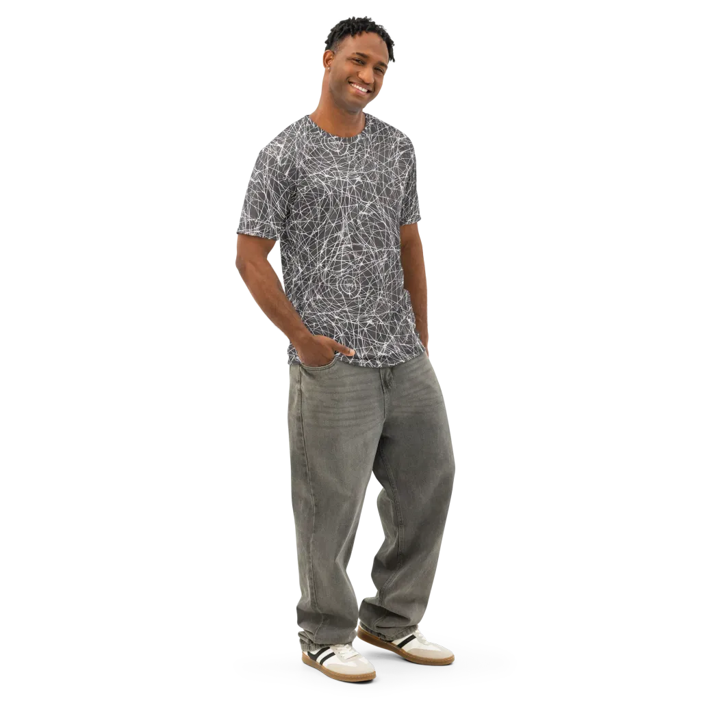 Ivory Static on Men's Cotton Crew Neck T-Shirt — Right Front