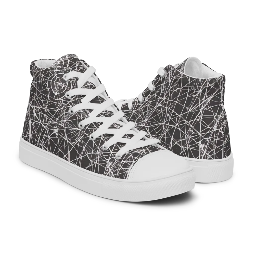 Ivory Static on Men's High Top Canvas Shoes — Right