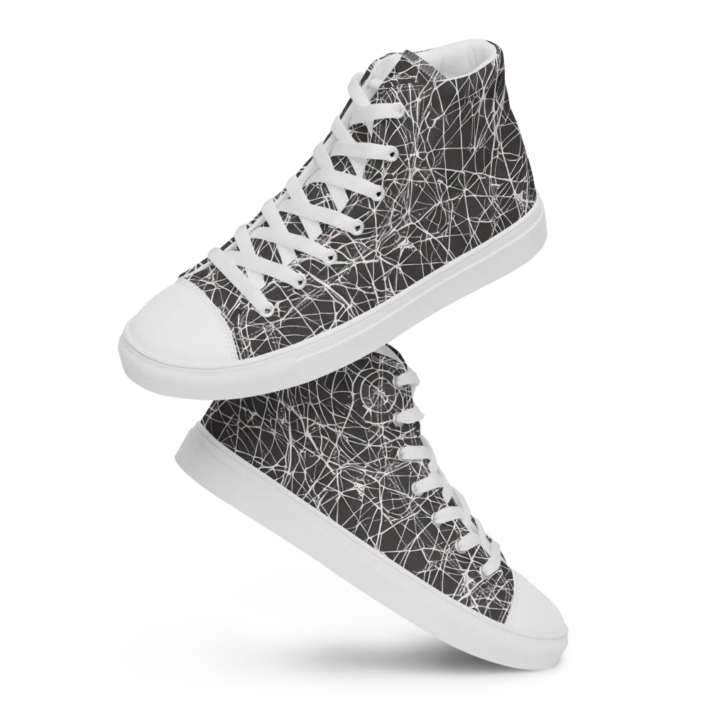 Ivory Static on Men's High Top Canvas Shoes — Front