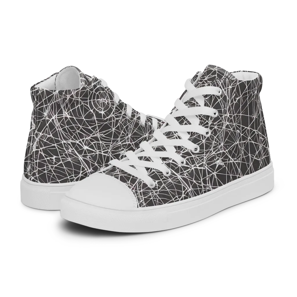 Ivory Static on Women's High Top Canvas Shoes — Left