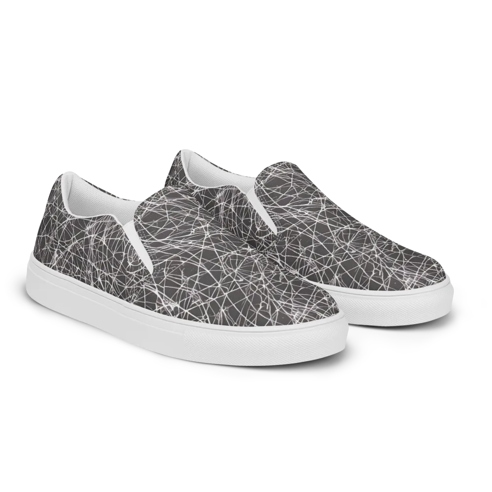 Ivory Static on Men's Slip-On Canvas Shoes — Right Front