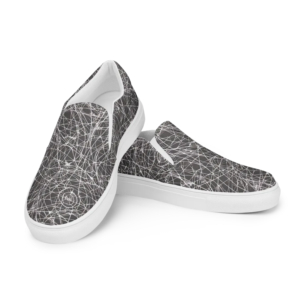 Ivory Static on Men's Slip-On Canvas Shoes — Left Front