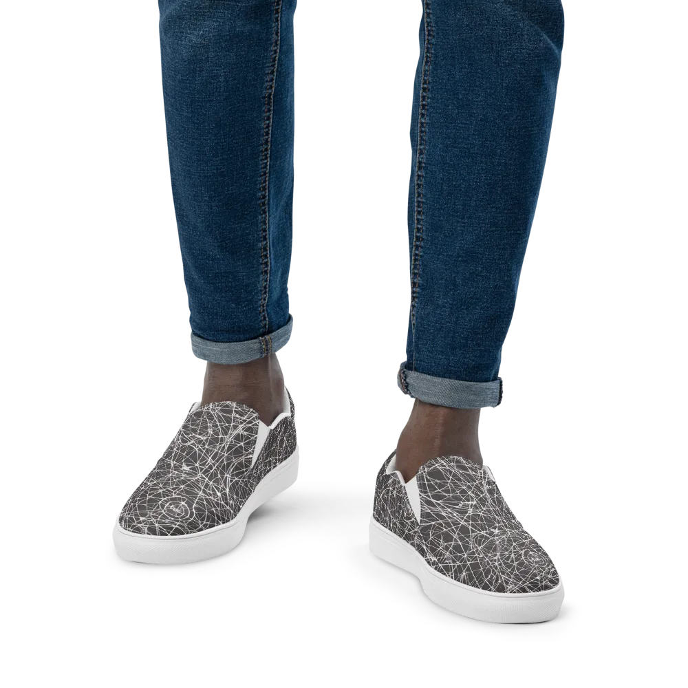 Ivory Static on Men's Slip-On Canvas Shoes — Front