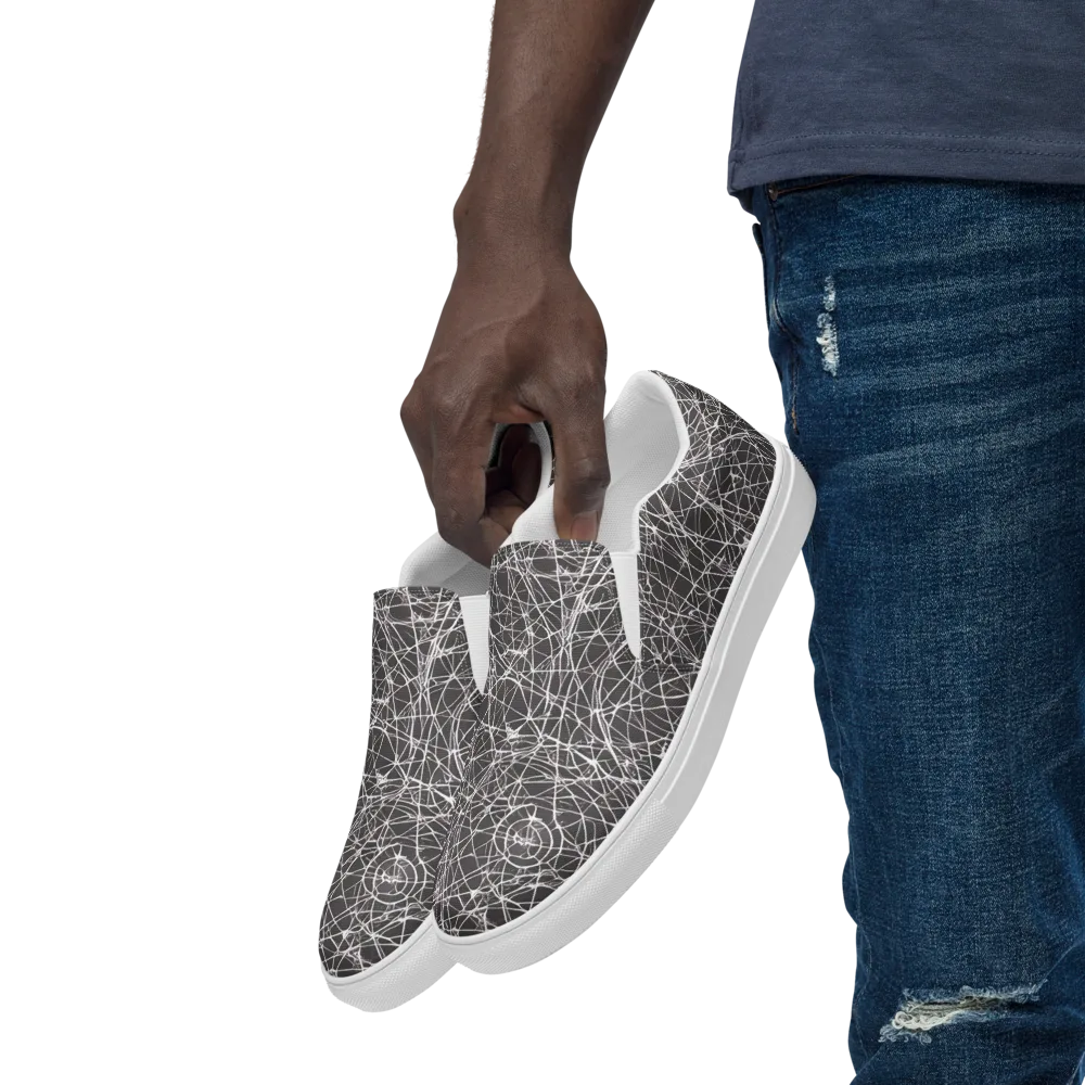 Ivory Static on Men's Slip-On Canvas Shoes — Left Front