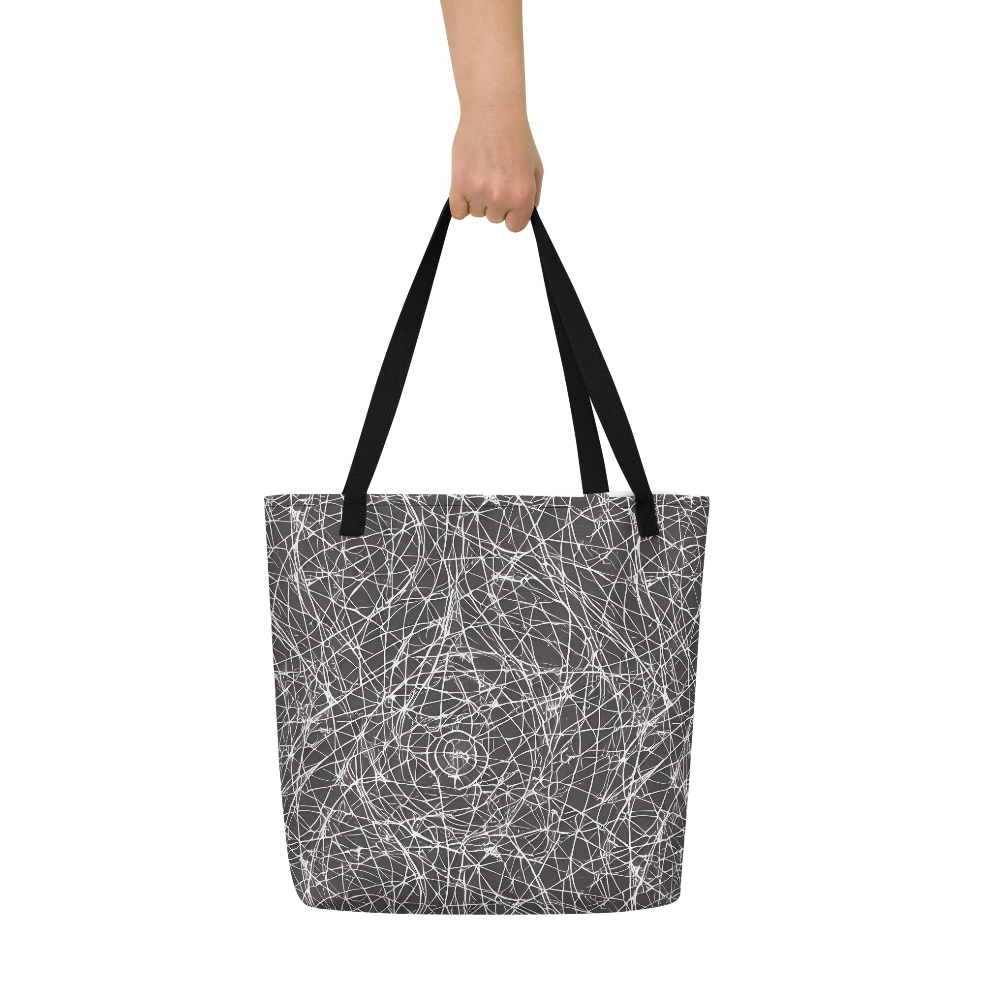 Ivory Static on Large Tote Bag W/ Pocket — Front