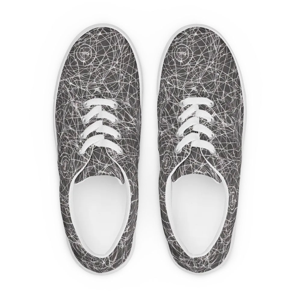 Ivory Static on Men's Lace-Up Canvas Shoes — Front