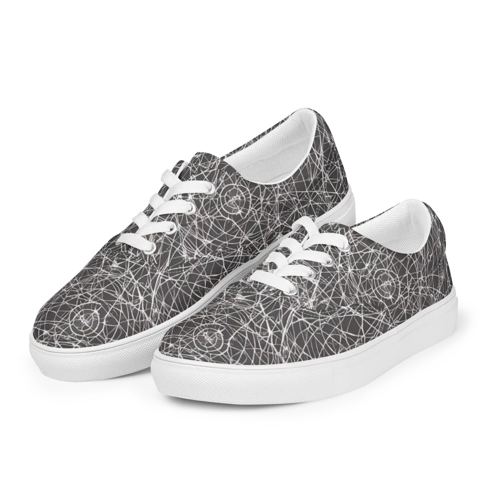 Ivory Static on Men's Lace-Up Canvas Shoes — Left Front