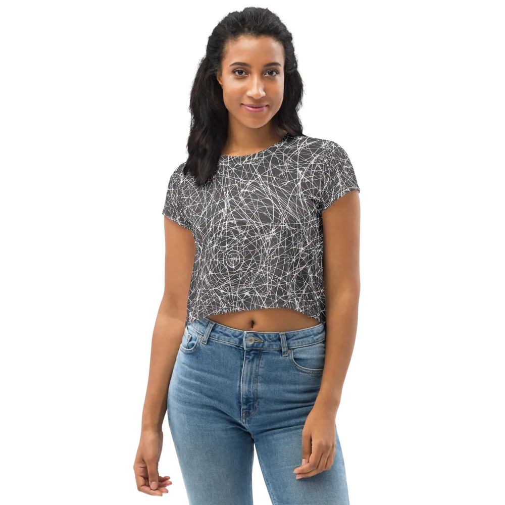 Ivory Static on Crop Tee — Front