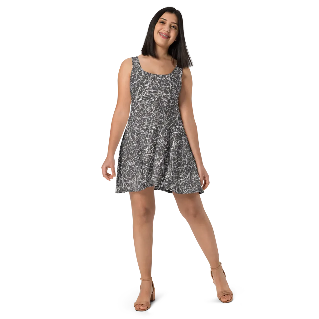 Ivory Static on Skater Dress — Front
