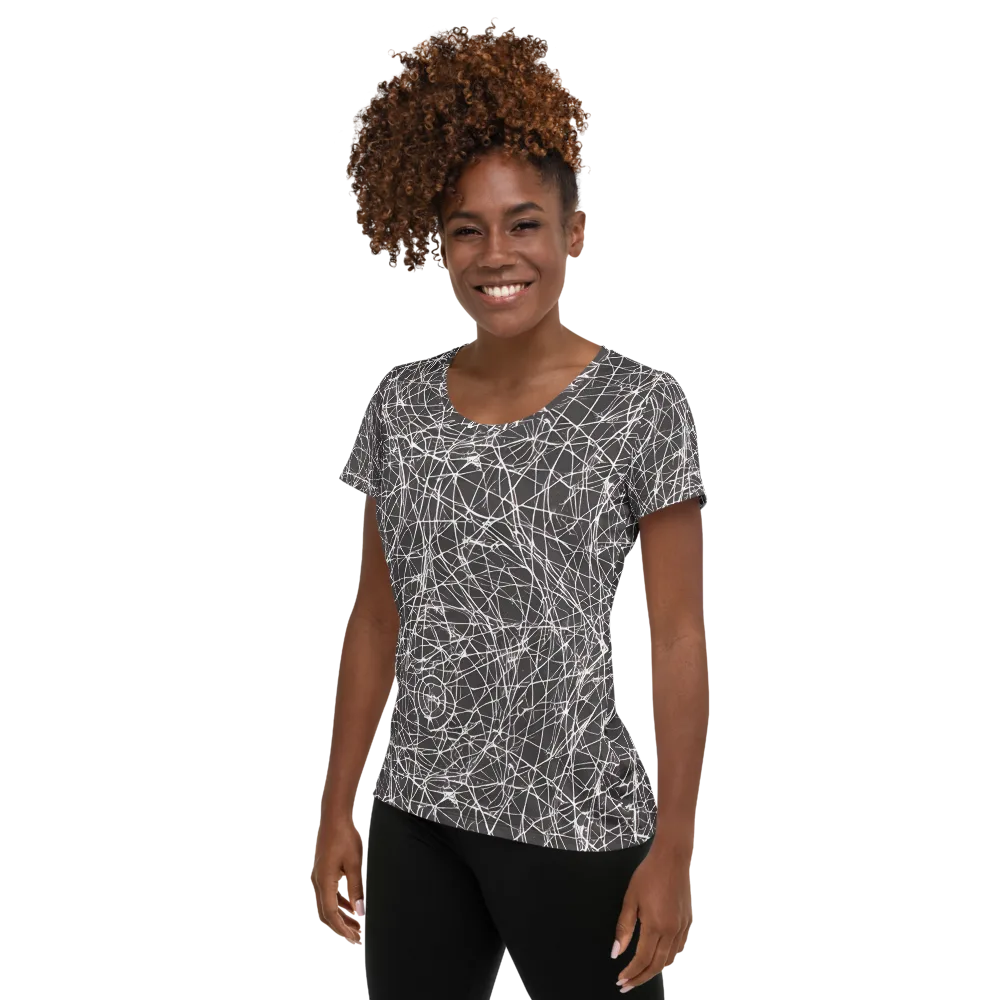 Ivory Static on Women's Athletic T-Shirt — Left