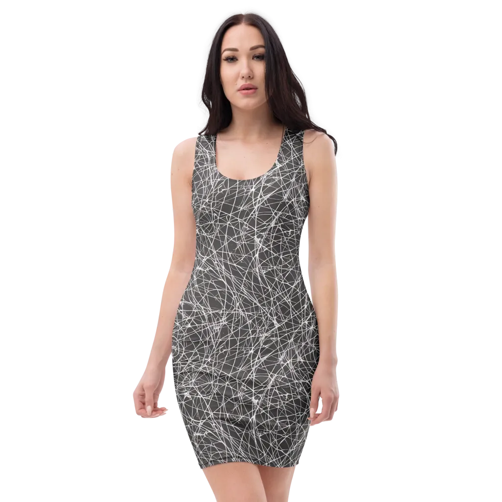Ivory Static on Bodycon Dress — Front