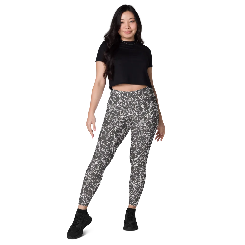 Ivory Static on Leggings with Pockets — Front