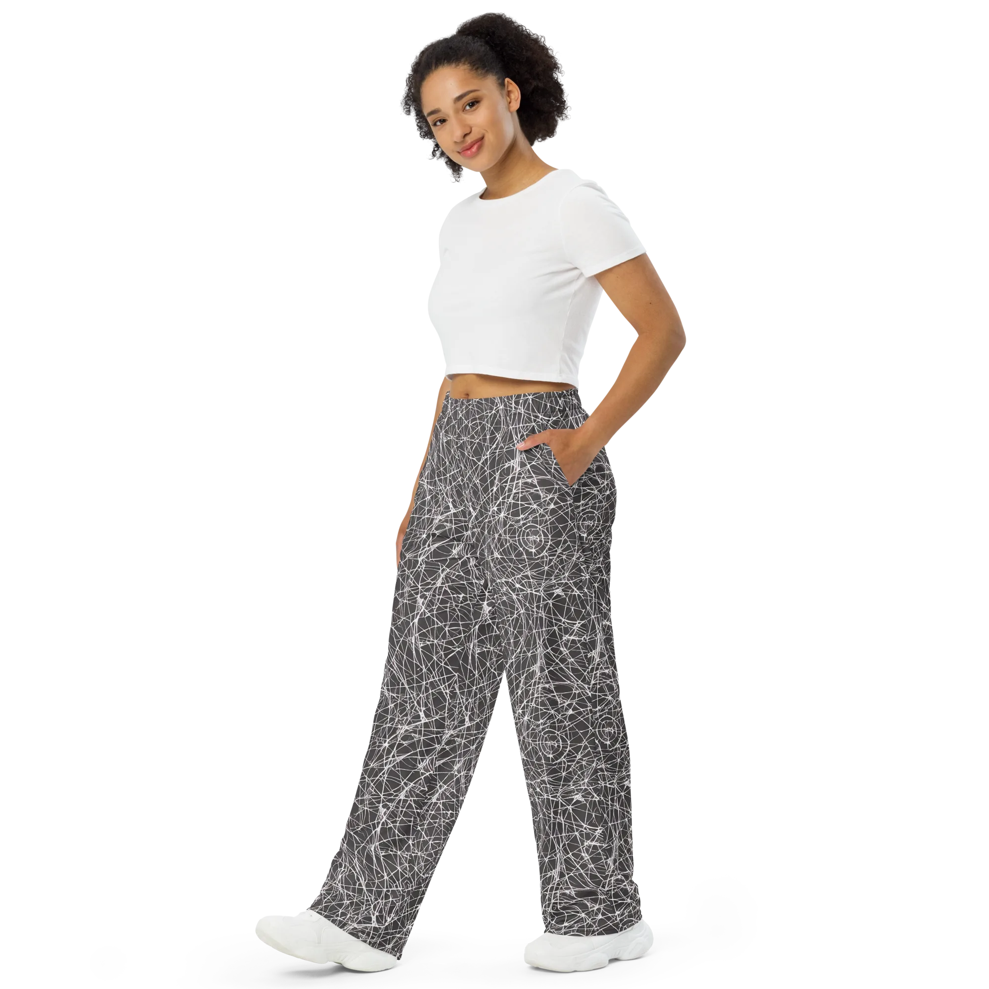 Ivory Static on Wide-Leg Pants — Left Front