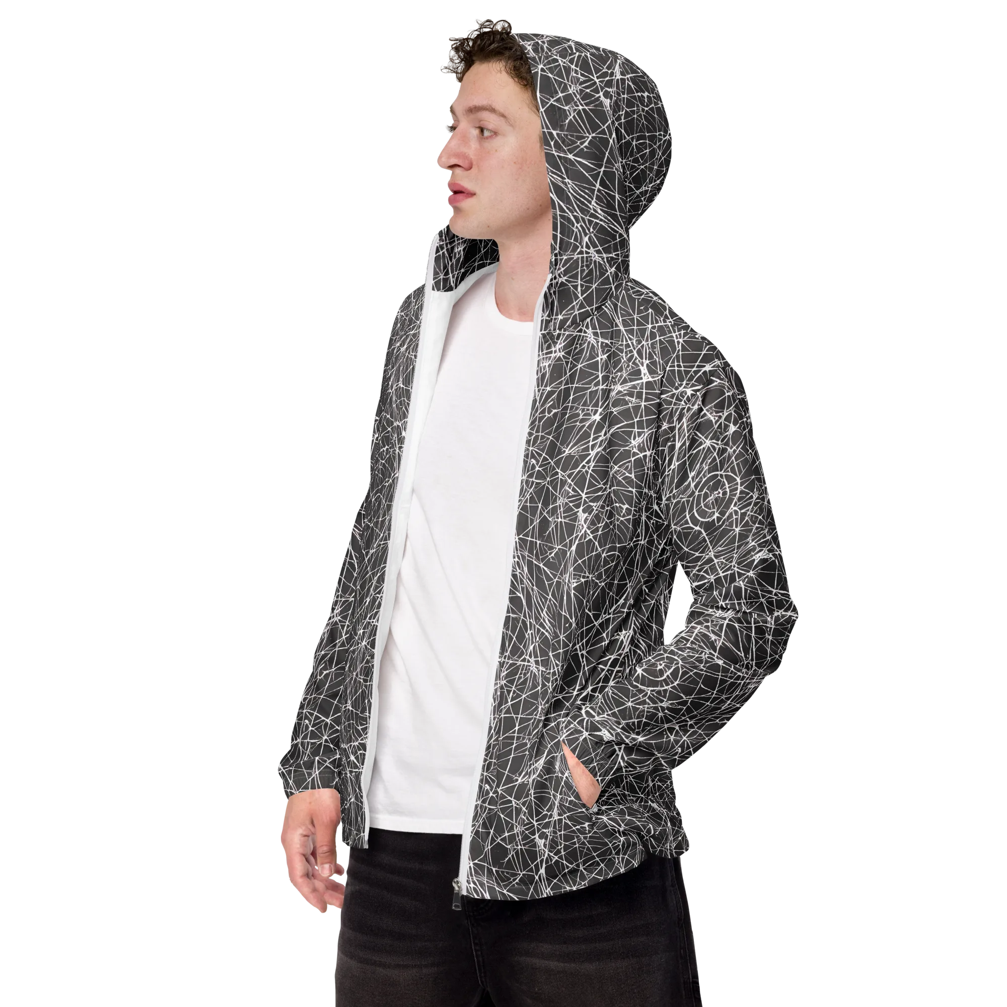 Ivory Static on Men's Windbreaker — Left Front