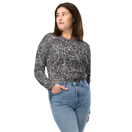 Ivory Static on a Long Sleeve Crop Top